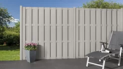 Sichtschutz Zaun Jumbo WPC Ibiza Hellgrau Mit 4 Extra Stabilen Aluminium-Querriegeln Hellgrau