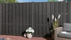 Sichtschutz Zaun Jumbo WPC Ibiza Anthrazit Mit 4 Extra Stabilen Aluminium-Querriegeln Anthrazit