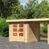 Karibu Gartenhaus Bastrup 2 Mit Anbau 2m 28mm Blockbohlenhaus 420x237cm Unbehandelt