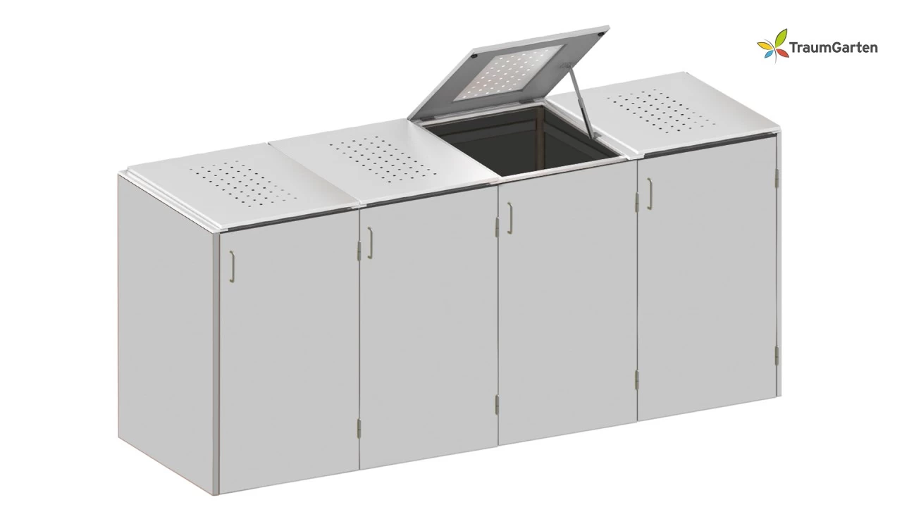 Traumgarten Binto 4er Mülltonnenbox Grau Mit Klappdeckel