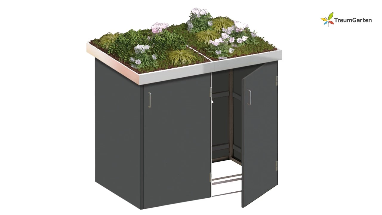 Traumgarten Binto 2er Mülltonnenbox Schiefer Mit Pflanzschale