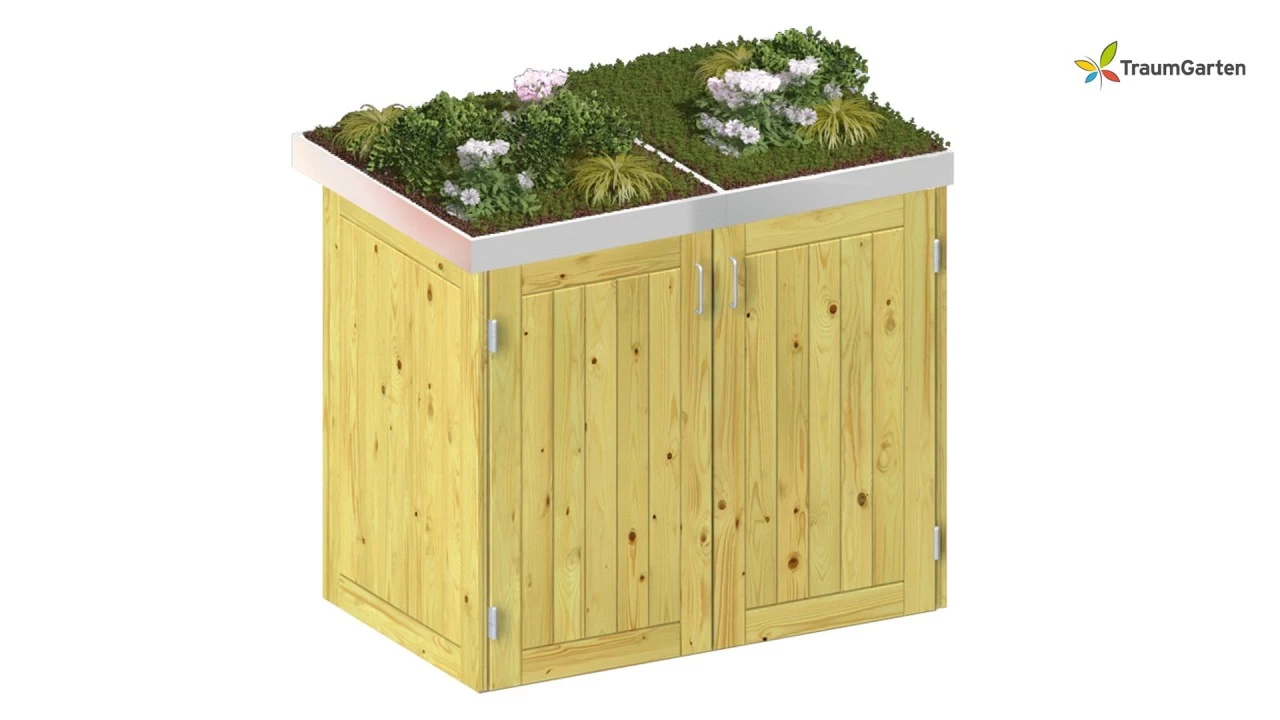 Traumgarten Binto 2er Mülltonnenbox Nadelholz Mit Pflanzschale – Bild 2