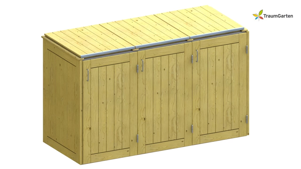 Traumgarten Binto 3er Mülltonnenbox Nadelholz Mit Klappdeckel