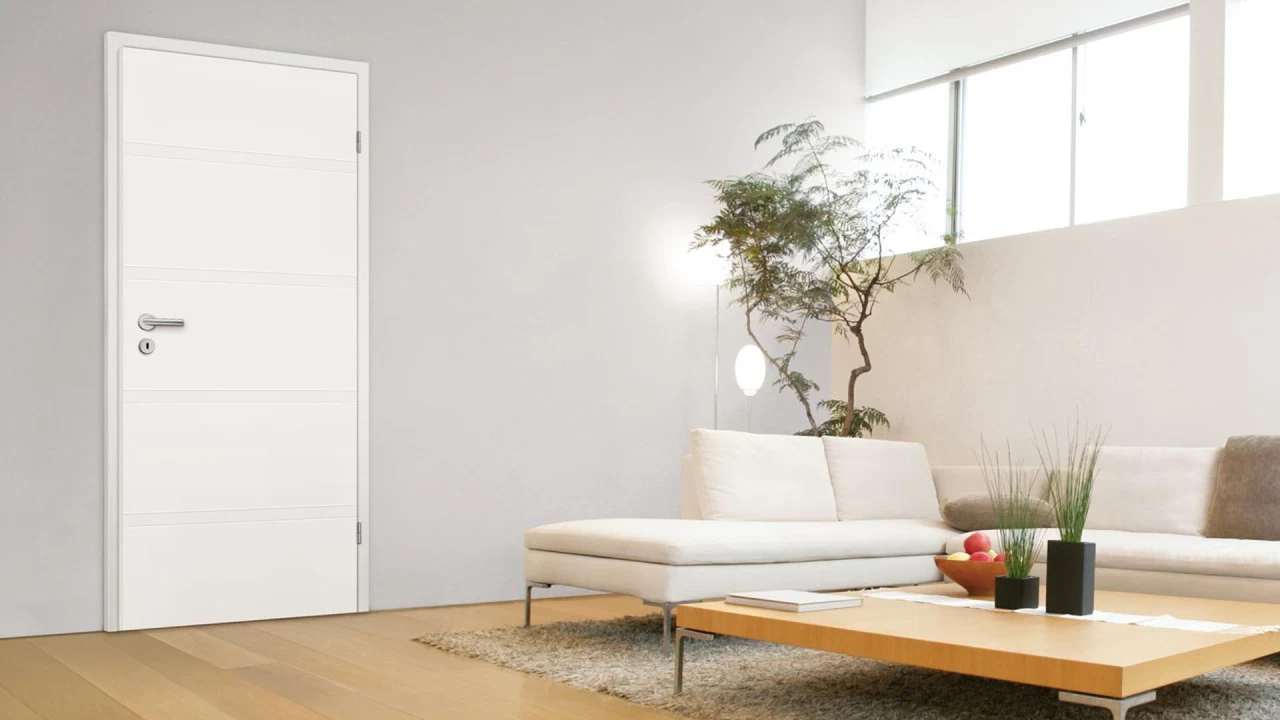 Zimmertür Weißlack Vier Breite Querstreifen Eckkante – Bild 2