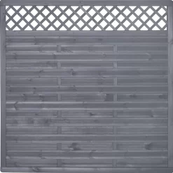 Sichtschutz Zaun Dichtzaun Mit Rankgitter Grau Lasiert