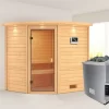 Karibu Elea Ecksauna Mit Dachkranz + 9kW Saunaofen Mit Externer Steuerung Easy
