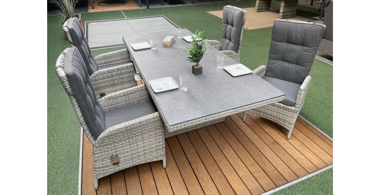 Gartenmöbel Set Vigo / Parma Grau 9teilig Gartenmöbel Set Polyrattan – Bild 3