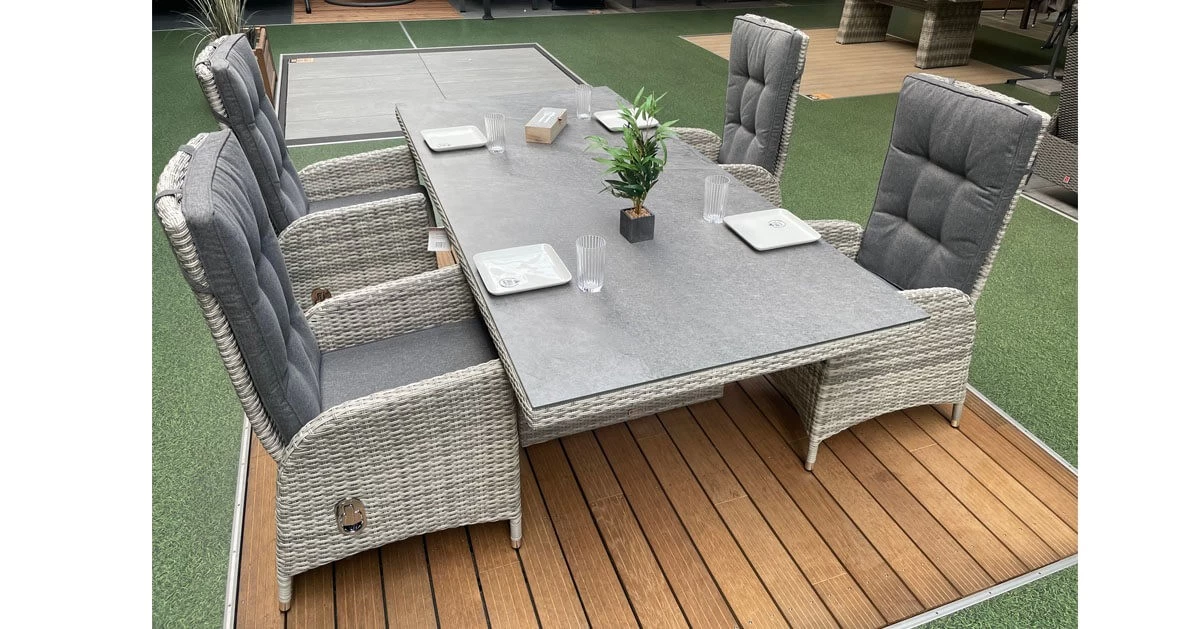 Gartenmöbel Set Vigo / Parma Grau 9teilig Gartenmöbel Set Polyrattan – Bild 2