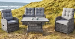 Lounge Gartenmöbel Set Bailado Dunkelgrau 4-teilig Gartenmöbel Set Loungemöbel Polyrattan