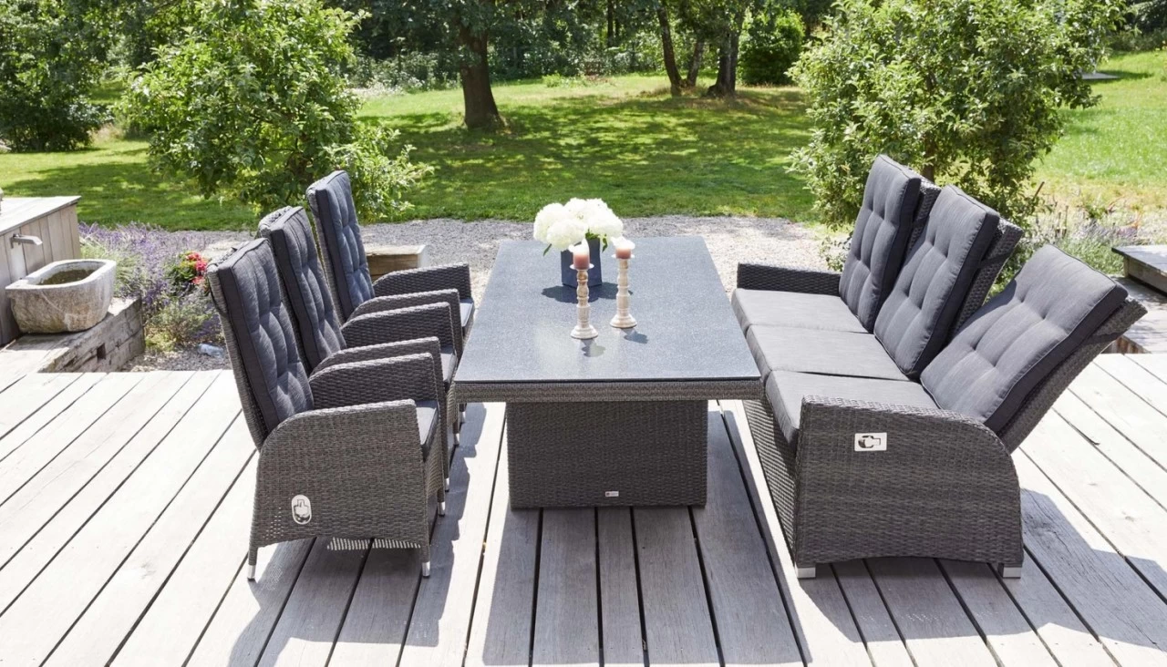 Gartenmöbel Set Barcelona / Rocking Grau Anthrazit 17teilig Gartenmöbel Set Polyrattan – Bild 6