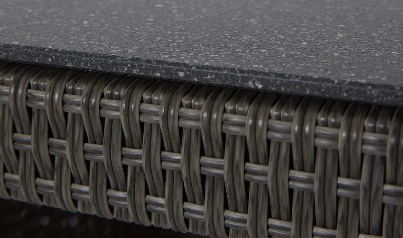 Gartentisch Barcelona / Rocking Polyrattan Grau Anthrazit 200x100 Cm Mit Glas-Keamik