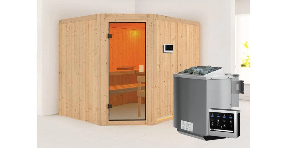 Karibu Sauna Horna + 4,5kW BIO-Kombiofen Mit Ext. Steuerung Easy – Bild 4