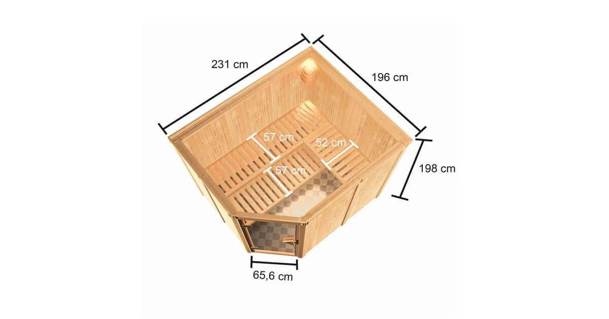 Karibu Sauna Horna + 4,5kW BIO-Kombiofen Mit Ext. Steuerung Easy – Bild 6