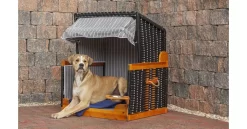 DeVries Hundestrandkorb Schwarz Grau Inkl .Abdeckhaube