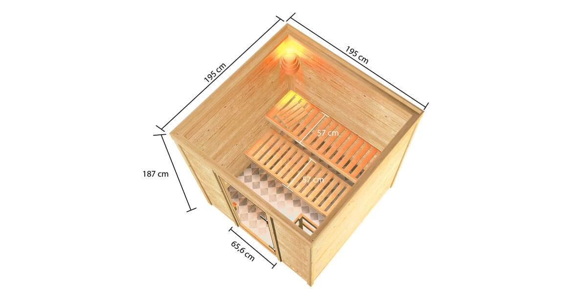 Karibu Sauna Jara + 9kW BIO-Kombiofen Mit Ext. Steuerung Easy – Bild 5