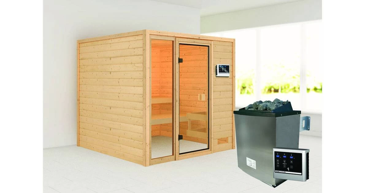 Karibu Sauna Jutta + 9kW Saunaofen Mit Ext. Steuerung – Bild 7