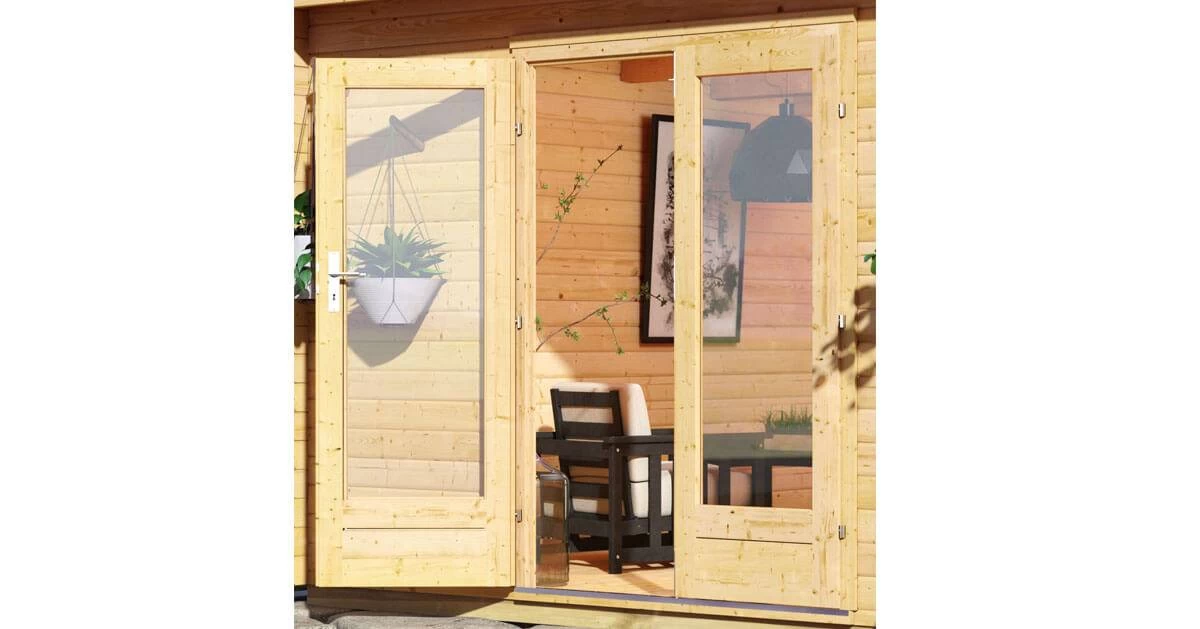 Karibu Sauna Mainburg 4 Naturbelassen Mit Vorraum + 9 KW BIO-Kombiofen Mit Ext. Steuerung Easy