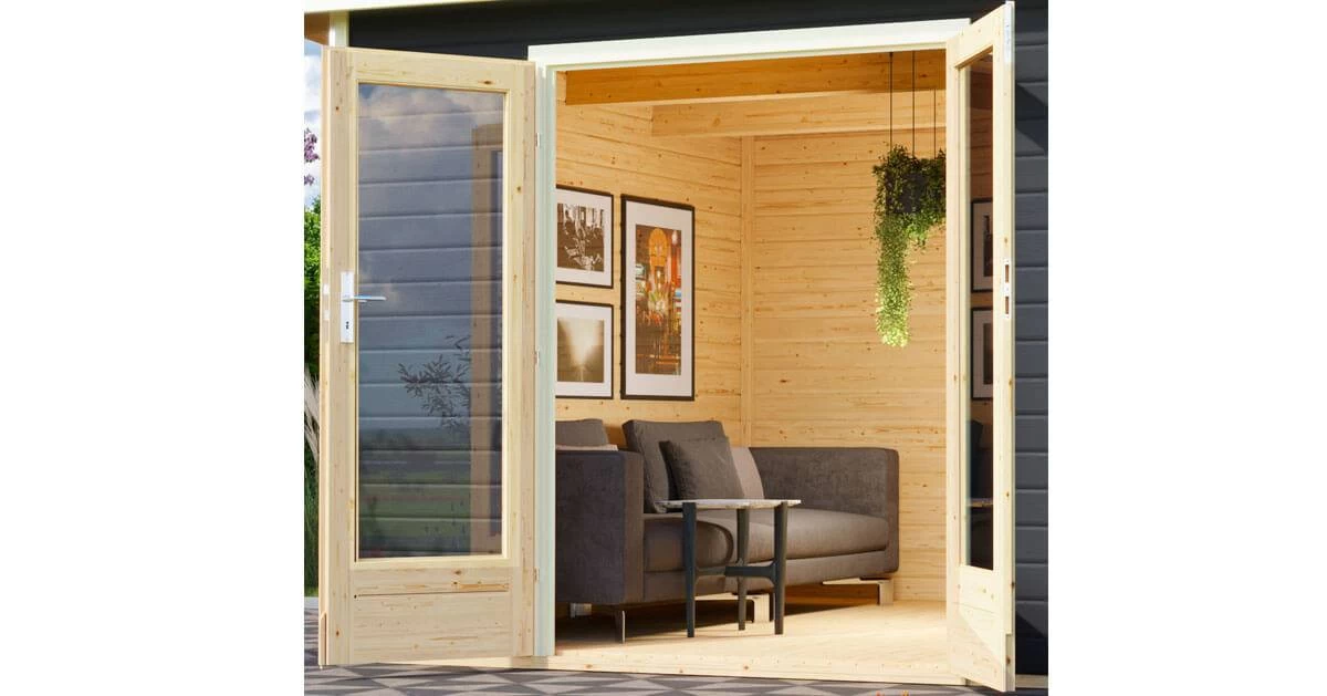 Karibu Sauna Mainburg 2 Terragrau Mit Vorraum + 9 KW BIO-Kombiofen Mit Ext. Steuerung Easy – Bild 8