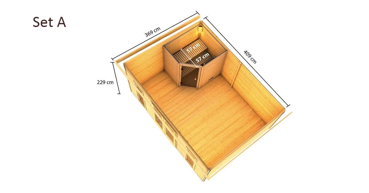 Karibu Sauna Mainburg 4 Naturbelassen Mit Vorraum + 9 KW BIO-Kombiofen Mit Ext. Steuerung Easy – Bild 11