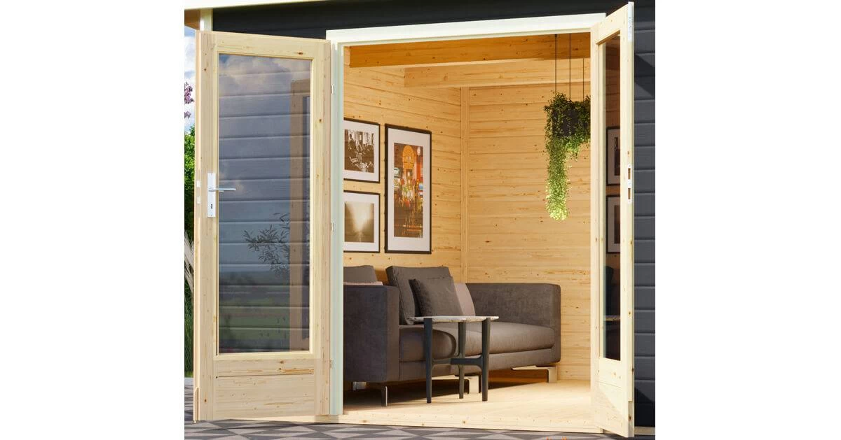 Karibu Sauna Mainburg 5 Terragrau Mit Vorraum + 9 KW Saunaofen Mit Ext. Steuerung Easy – Bild 10