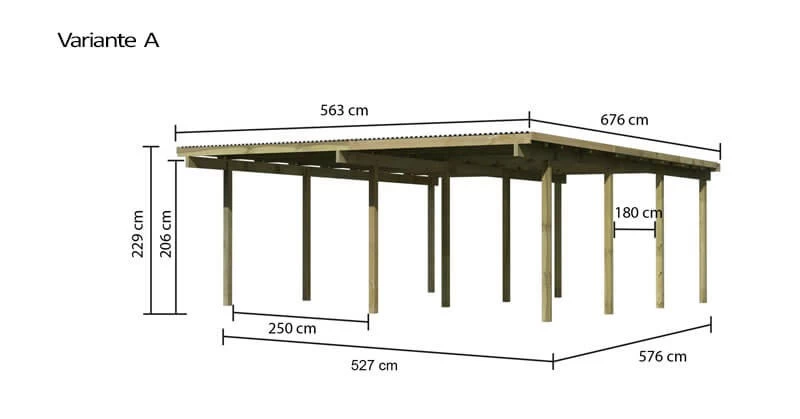 Karibu Doppelcarport ECO 2 Kdi Massivholz In 3 Varianten – Bild 2