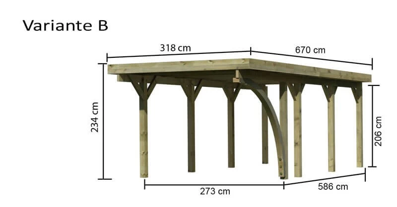 Karibu Einzelcarport Classic 2 Kdi In 3 Varianten Inkl. Stahlplatten – Bild 6