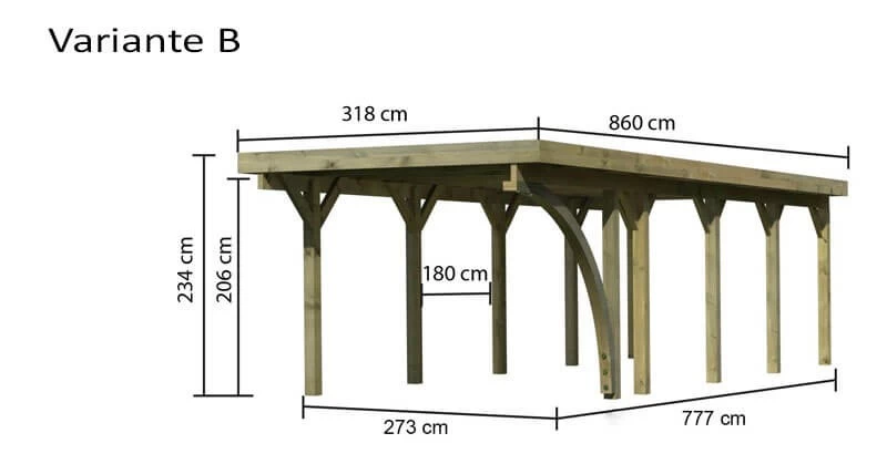 Karibu Einzelcarport Classic 3 Kdi In 3 Varianten Inkl. Stahlplatten – Bild 4