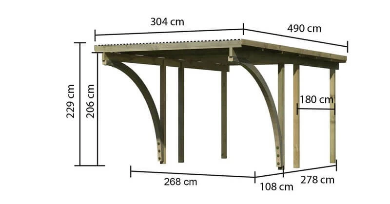 Karibu Einzelcarport ECO 1 Kdi Massivholz In 3 Varianten – Bild 5