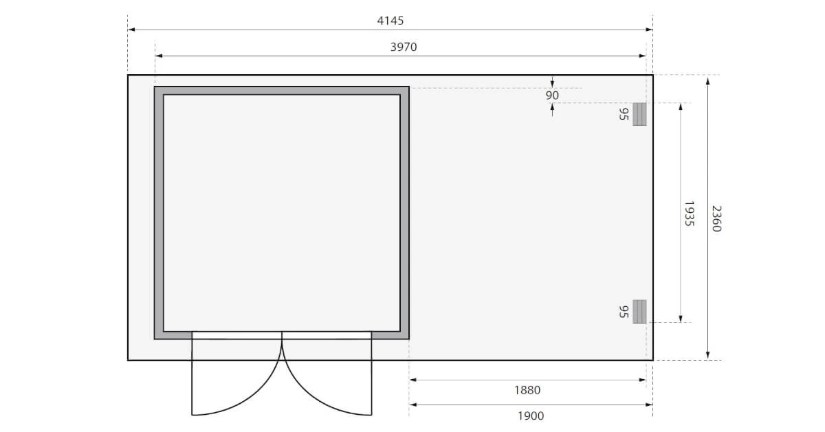 Karibu Gartenhaus 19mm Glücksburg 3 Mit Anbau 397x217 Cm Terragrau – Bild 3