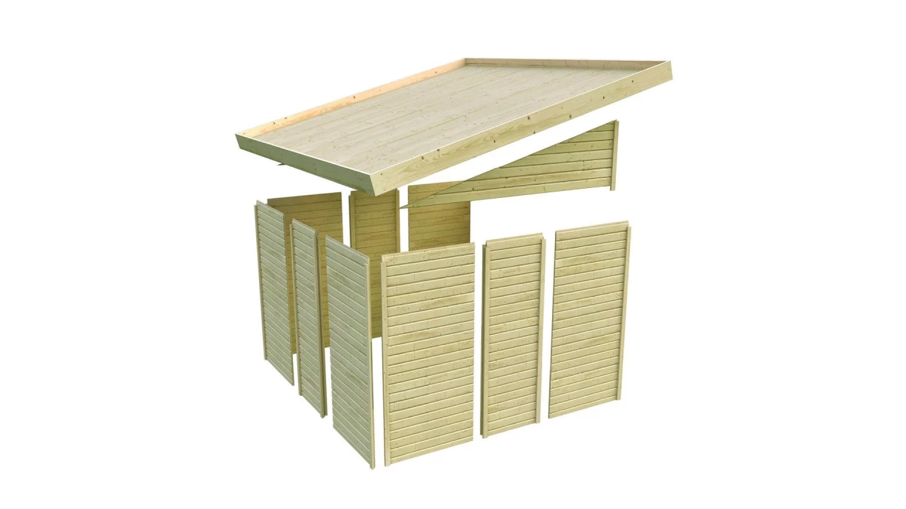 Karibu Gartenhaus Bomlitz 3 Anlehnhaus 19mm Terragrau – Bild 3