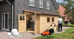 Karibu Gartenhaus Bomlitz 4 Anlehnhaus 19mm Naturbelassen