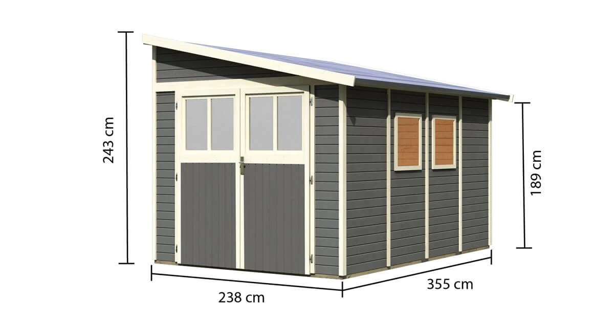 Karibu Gartenhaus Bomlitz 4 Anlehnhaus 19mm Terragrau – Bild 2