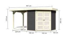 Karibu Gartenhaus 19mm Goldendorf 3 Mit Anbau 433x217 Cm Terragrau