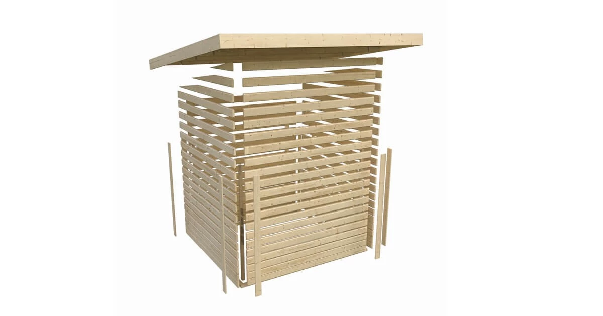 Karibu Zweiraum - Gartenhaus Mühlentrup 1 Terragrau 404x217cm 19mm