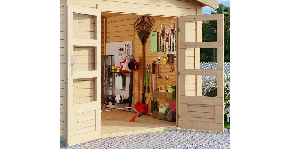 Karibu Gartenhaus Theres 7 Unbehandelt 28mm Mit Dachausbauelement – Bild 7