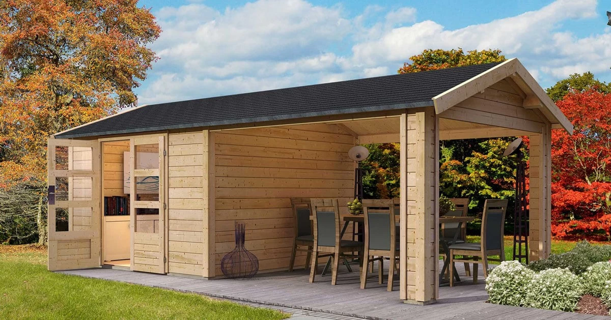 Karibu Gartenhaus Theres 7 Unbehandelt 28mm Mit Dachausbauelement – Bild 9