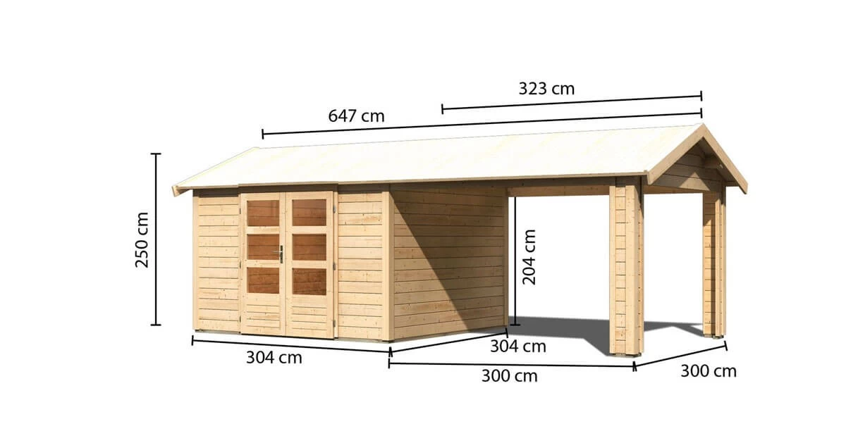 Karibu Gartenhaus Theres 7 Unbehandelt 28mm Mit Dachausbauelement – Bild 8