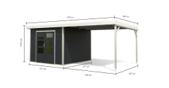 Karibu Hybrid Gartenhaus Pluto C 28 Mm Blockbohlenhaus 271x271 Cm Mit Anbau 3 M Anthrazit