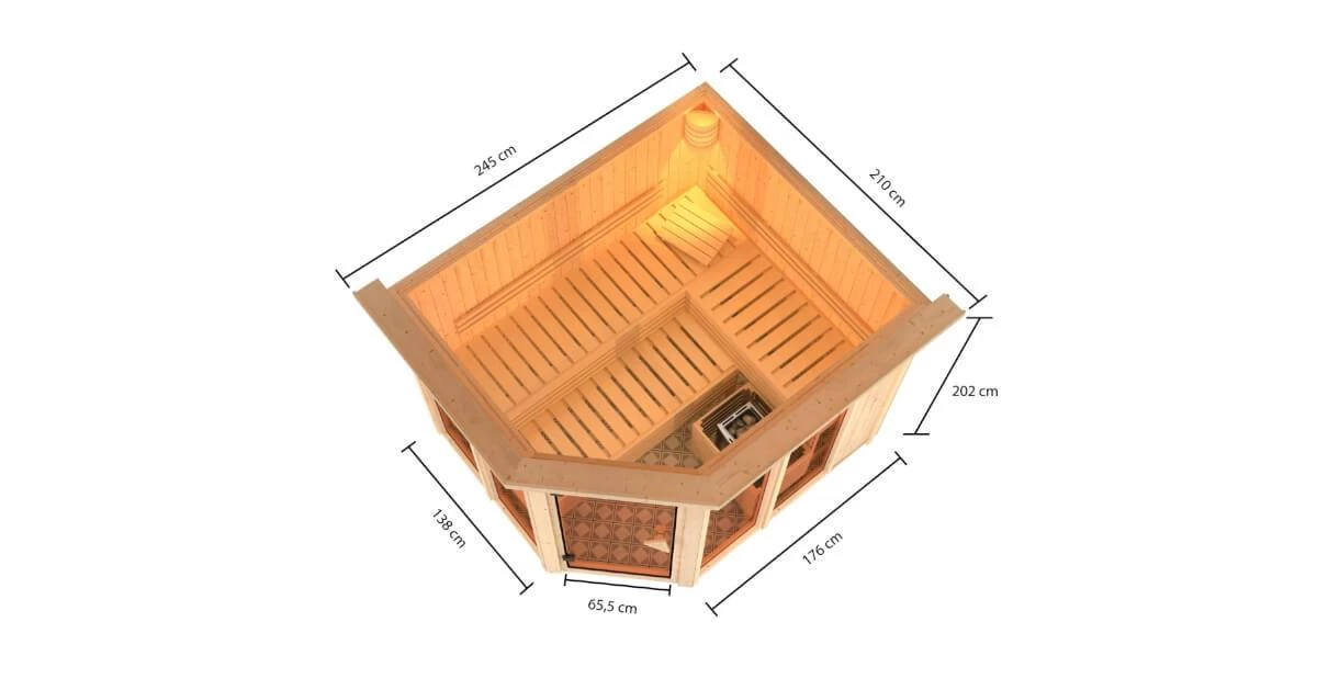 Karibu Sauna Ainur Mit Dachkranz Ohne Ofen – Bild 3