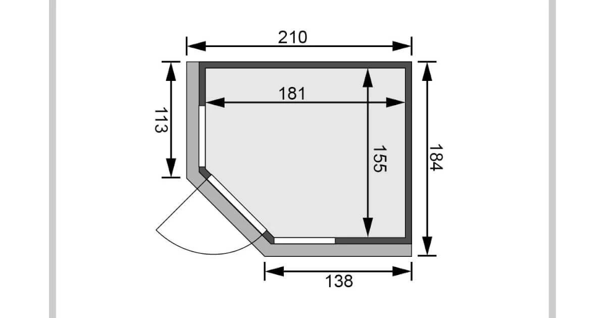 Karibu Sauna Amelia 1 Mit Dachkranz + 9kW Saunaofen Mit Integrierter Steuerung – Bild 4
