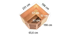 Karibu Sauna Amelia 3 Mit Dachkranz + 9kW Saunaofen Mit Integrierter Steuerung