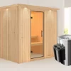 Karibu Sauna Daria Mit Dachkranz + 3,6kW Saunaofen Mit Integr. Steuerung