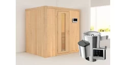 Karibu Sauna Fanja + 3,6kW Plug&Play Ofen Externe Steuerung