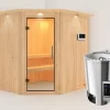 Karibu Sauna Lilja Mit Dachkranz + 3,6kW BIO-Kombiofen Mit Ext. Steuerung Easy