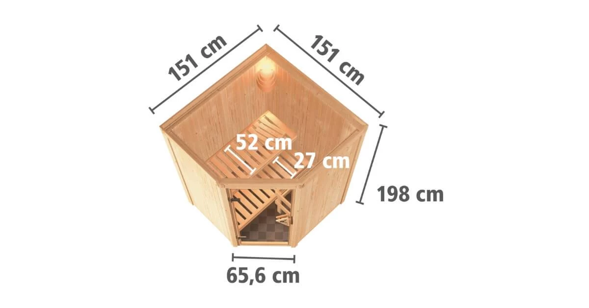 Karibu Sauna Nanja + 3,6kW Saunaofen Mit Integr. Steuerung – Bild 10