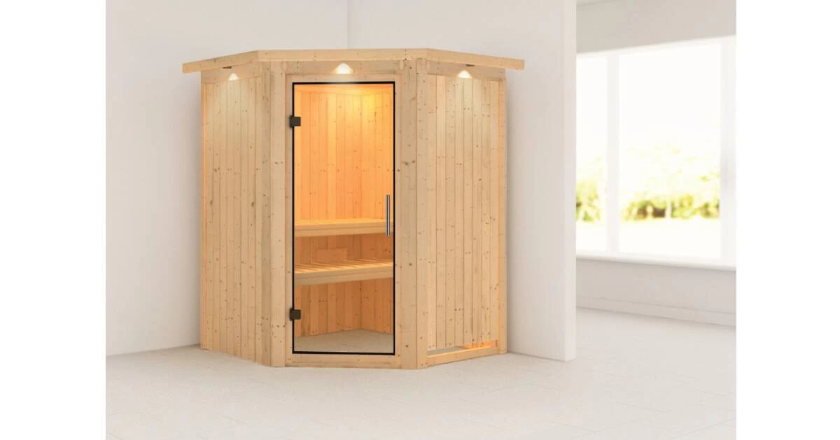 Karibu Sauna Nanja Mit Dachkranz Ohne Ofen – Bild 3