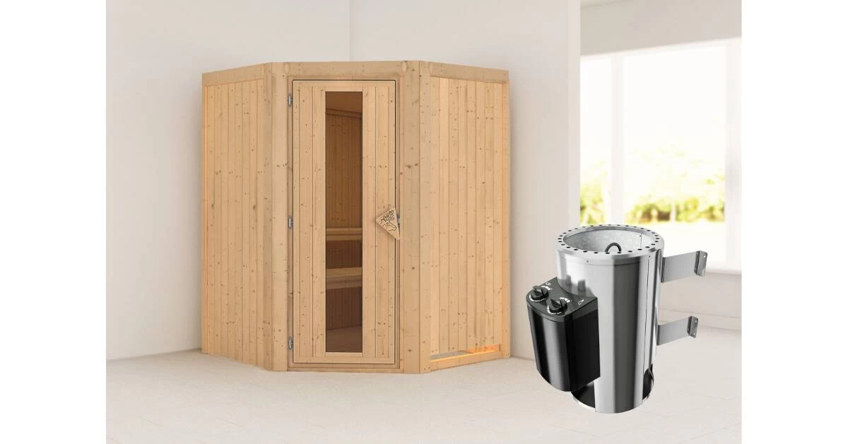 Karibu Sauna Nanja + 3,6kW Saunaofen Mit Integr. Steuerung – Bild 5