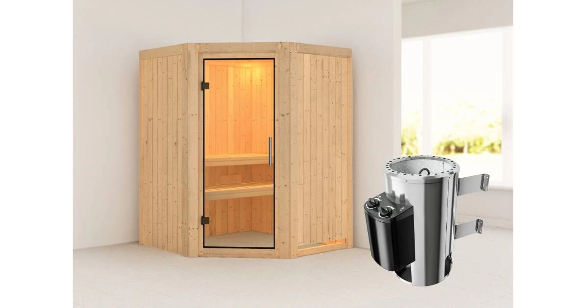 Karibu Sauna Nanja + 3,6kW Saunaofen Mit Integr. Steuerung – Bild 8