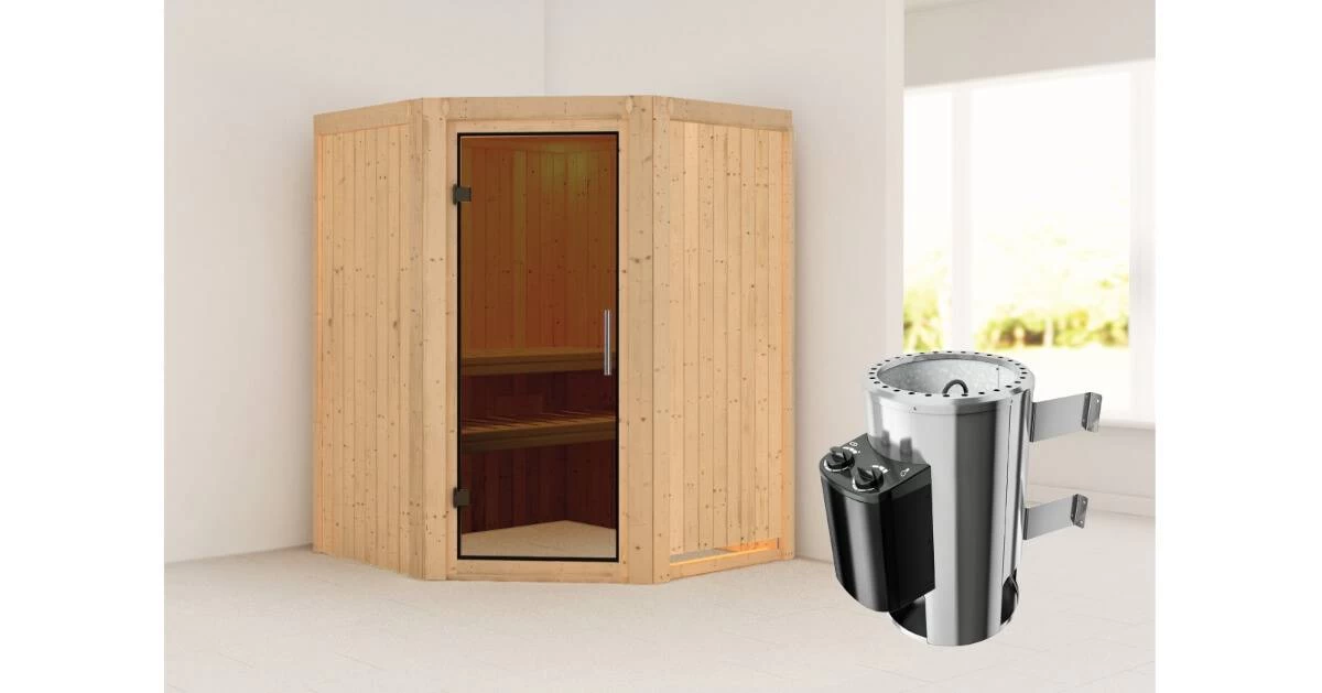 Karibu Sauna Nanja + 3,6kW Saunaofen Mit Integr. Steuerung – Bild 9