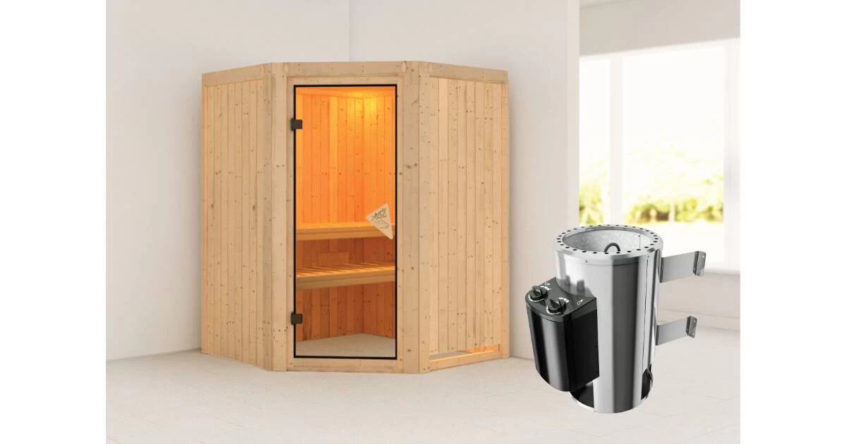 Karibu Sauna Nanja + 3,6kW Saunaofen Mit Integr. Steuerung – Bild 6